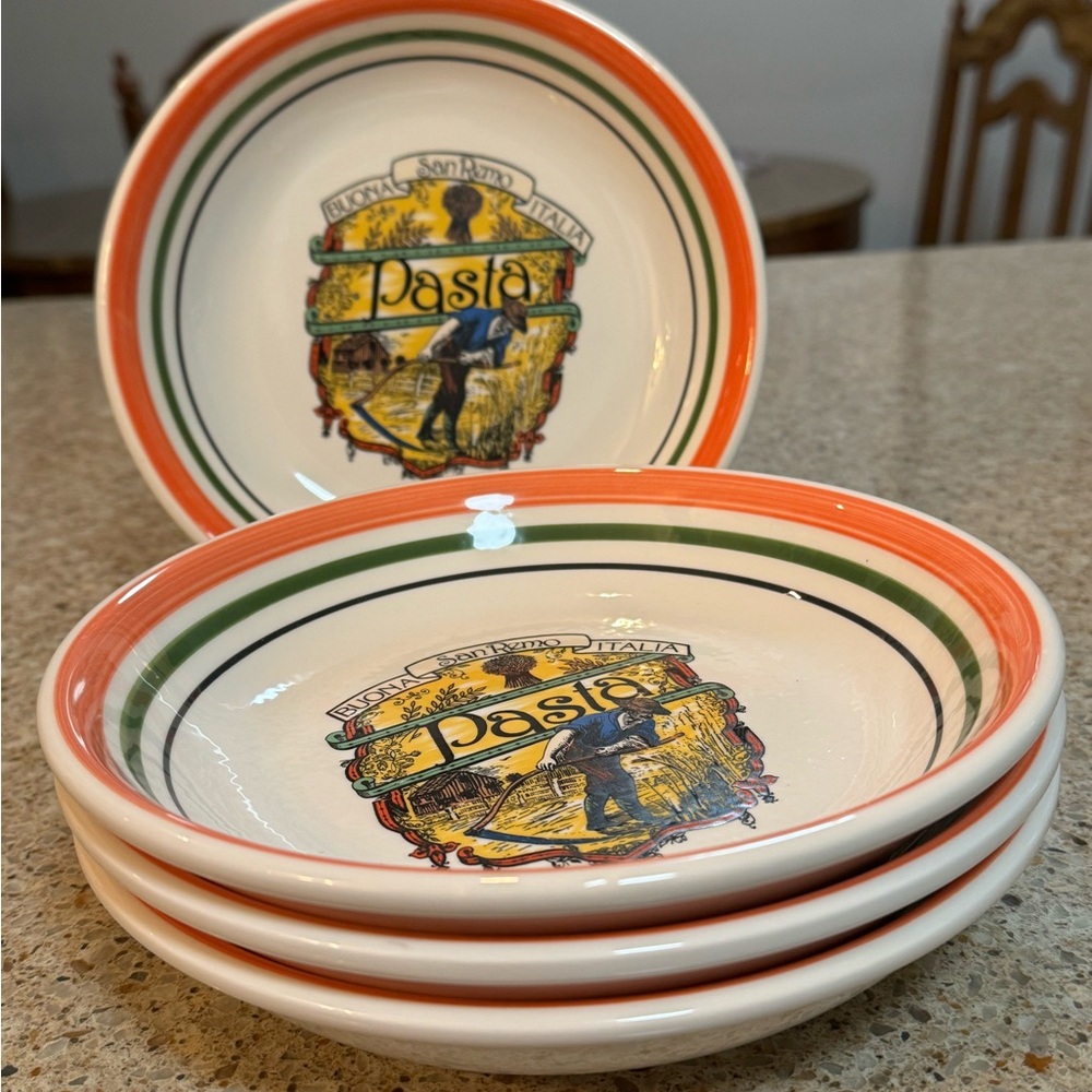 Vintage Italian Himark San Remo Pasta Bowl: 1980s Buona Italia decor.